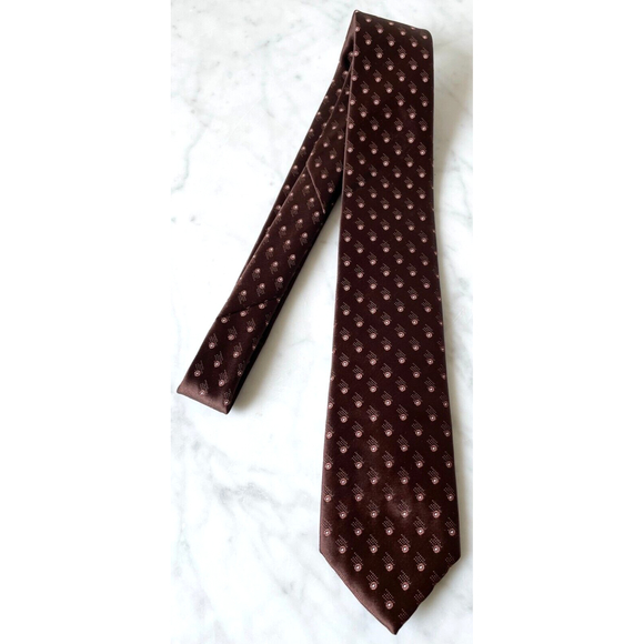 Wembley Brown Dots Vintage Men's Neck Tie - Wemlon Crushable, Washable - Picture 3 of 4